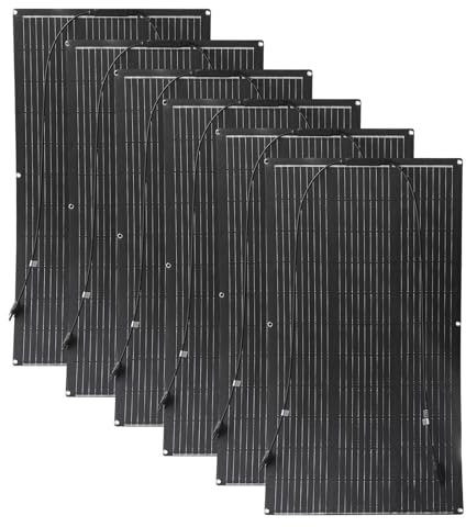 Aysolar 600W Panel Solar Flexible 6x100W 12V ETFE Portátil Panel Solar Monocristalino Fotovoltaico para Barcos, Remolques, Autocaravana, Camper, Caravana, Batería y Superficies Irregulares
