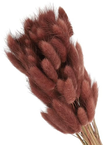 PATIKIL 15.7 Pulgadas Colas de Conejo Flores Secas, 120 Piezas de Decoración de Paja de Pampa Cola de Conejo Natural Paja de Pampa a Granel Esponjoso Falso Paja de Pampa Seco , Marrón