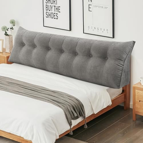 OHMG 200CM Rückenkissen,Lesekissen Für Bett Und Sofa,Praktisches Seitenfach,Removable Cover,Keilkissen, Rückenpolster für die Wand,Sitzkissen,Wandkissen,Kissen Bett Rückenkissen