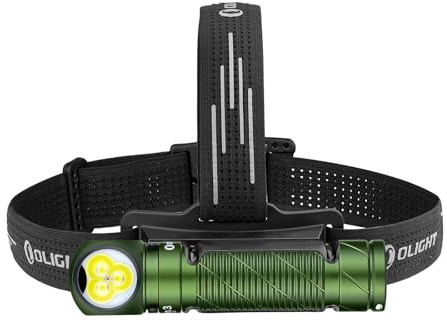 OLIGHT Perun 3 Head Torch Rechargeable, 3000 Lumen with White and Red Light | LED Bright Headlamp with Headband, Waterproof, 90° Adjustable for Camping, Working, Hiking, Running, Repairs (OD Green)