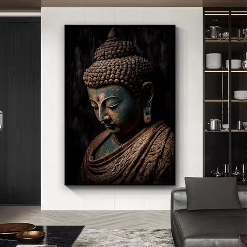 Vintage Buddha-Statue, Kunst, Leinwanddrucke, Poster, religiöses Wandbild, Gemälde für Wohnzimmer, Schlafzimmer, Dekoration, 40 x 60 cm, Rahmen