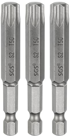 QUARKZMAN 3 Stück T50 Torx Bit Set Schraubendreher Bitsatz 1/4 Zoll Sechskantschaft 65mm Lang Magnetisch Hex Sechskant Ohne Loch Spitze Bohrer Bits S2 Stahl für Torx Schrauben Werkzeug
