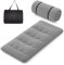 COSTWAY Japanische Futon Matratze, Tatami-Matte, Bodenmatratze, Klappmatratze mit waschbarem Bezug, Faltbare Schlafmatte mit Tragetasche, Beige, 90 x 200 cm (90 x 200 cm,Grau)