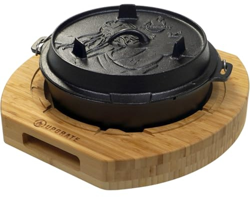 Upgrate BBQ Chef Board Schneidbrett im Set mit Feuergott Dutch Oven 6 Liter, Hackbrett, Servierbrett für Grill, BBQ kompatibel mit Weber GBS System und vielen Dutch Oven, Feuertöpfen