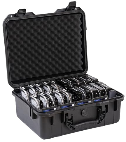 Festplattenkoffer 8,9 cm (3,5 Zoll), 20 Schächte, Multi-Schutz, HDD-Aufbewahrungsbox, Koffer mit Schaumstoff, externe Festplatten-Tragetasche, antistatisch, stoßfest, feuchtigkeitsbeständig, für HDD