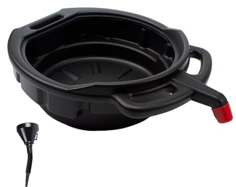 LXRHLIKG Oil Change Pan, Oil Drip Pan for Under Car with Handle, PE Drip Tray with Plugs and Funnels to Keep Garage Floor Show Room Driveway Clean(46cm/18in)