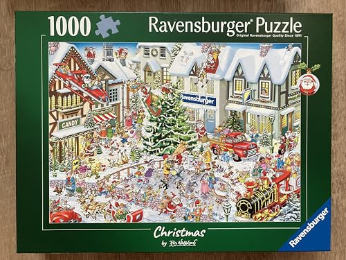 Ravensburger Puzzle 12001801 - Wimmelbild Weihnachten - lustiges Weihnachtsmotiv von Ray Nicholson mit 1000 Teilen für Erwachsene und Kinder ab 14 Jahren