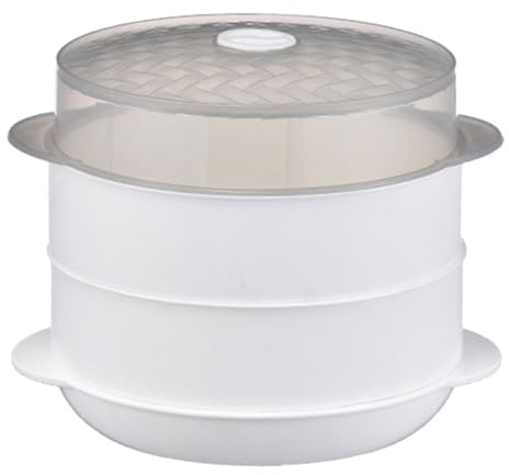 FOMIYES Multifunktionaler Mikrowellen Dampfgarer Groß Doppelwandiger Küchen Dämpfer aus Lebensmittelechtem Pp mit Deckel Mikrowellen Küchenzubehör zum Dämpfen von Speisen