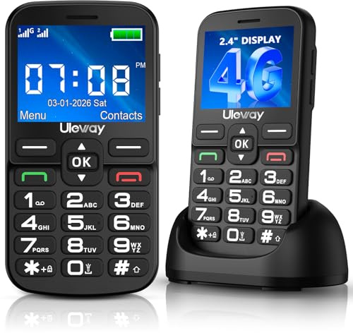 4G Telefono Cellulare per Anziani con Tasti Grandi, Ampio Display IPS da 2,4, Telefoni per Persone Anziane Facile da Usare, Doppio Slot per Nano SIM, Funzione SOS, Chiamata Rapida,Base di Ricarica