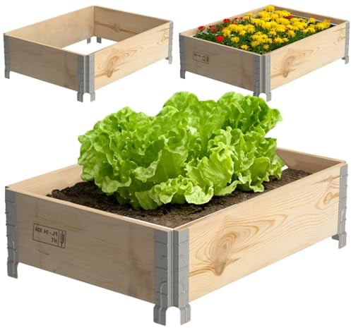 Inserto per pallet in legno, 60 x 80 x 20 cm, aiuola rialzata, fioriera per verdure ed erbe, aiuola da giardino in legno, fioriera per pallet
