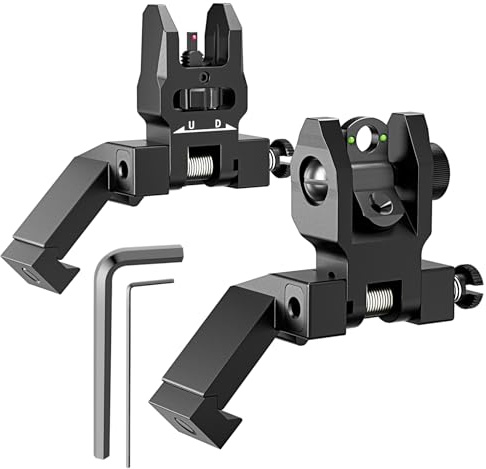 Flip Up Visier Set 45 Grad Fiber Optic Klappvisier Vorder und Rückvisier Schnellwechsel Zielhilfe Zubehör Einstellbares Visier Set Metall Klappbar