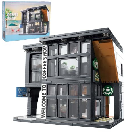 Geniteen Set De Blocs De Construction City Coffee House, Café MOC à 2 Étages, 581 Pièces, Modèle Créatif De Vue De Rue pour Adultes(Café de la Ville)