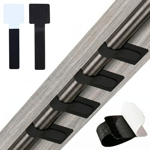 50 PCS Under Desk Cable Management,Self Adhesive Cable Tidy Clips Straps,Cable Management kit,Adjustable Loop Cable Ties,for PC/TV/Router No-Drill Cable Organization (Black)