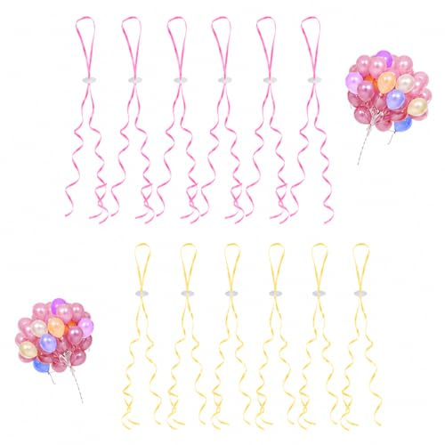 ZYOMVUN 100 Piezas de Cinta para Globos con Clip de Sellado, cuerda para hacer garland, cierre de globo, para Atar Cierres, para cumpleaños, Navidad, fiesta de boda, Rosa y oro