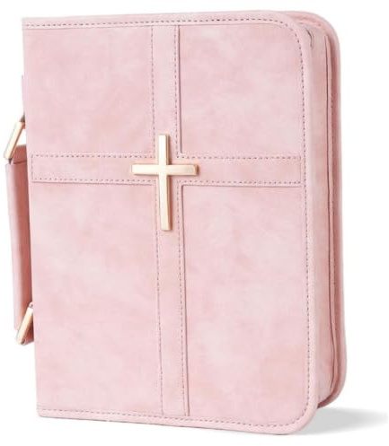 Custodia per Bibbia in pelle, custodia per Bibbia da 8x10 pollici con borsa portatile a croce in metallo per donna uomo, stile-3