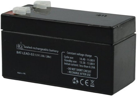 HQ 12V 1.3Ah Universal Sealed Rechargeable Lead Acid Battery