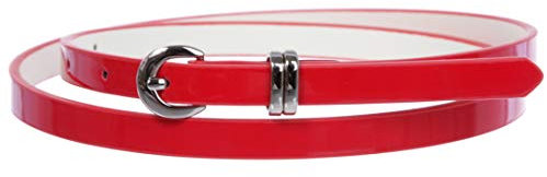 beltiscool Cintura skinny in pelle verniciata da 1/2, Rosso, M/L-36