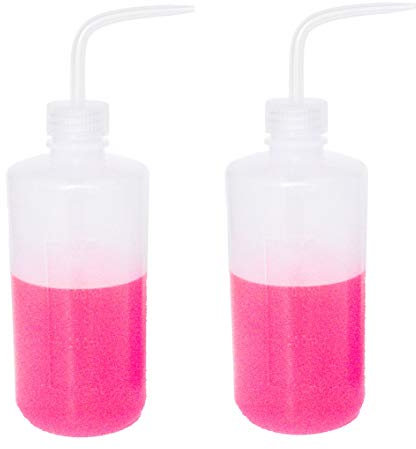 Lot de 2 flacons de lavage en plastique avec embout étroit, 500ml/500ml, 2