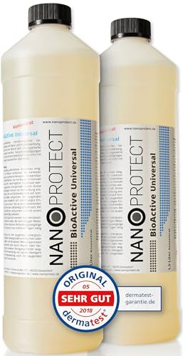 Nanoprotect BioActive Universal Geruchsneutralisierer | Biologischer Geruchsentferner und Textilerfrischer mit Wirkbeschleuniger | 2x1 Liter Konzentrat Refill Set