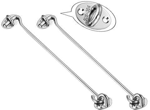 Cabin Hook【2PCS】SUS 304 Stainless Steel Eye Shed Gate Door Latch Silent Holder Window Brace,Φ 6mm/0.23inch