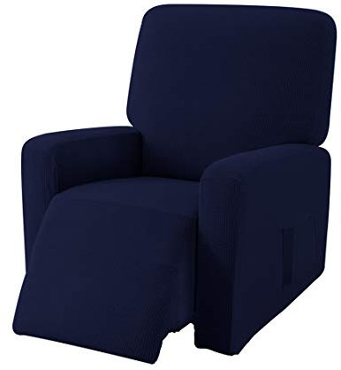 EBETA E Jacquard Sesselbezug, Sesselschoner, Stretchhusse für Relaxsessel Komplett, Elastisch Bezug für Fernsehsessel Liege Sessel (Dunkelblau)