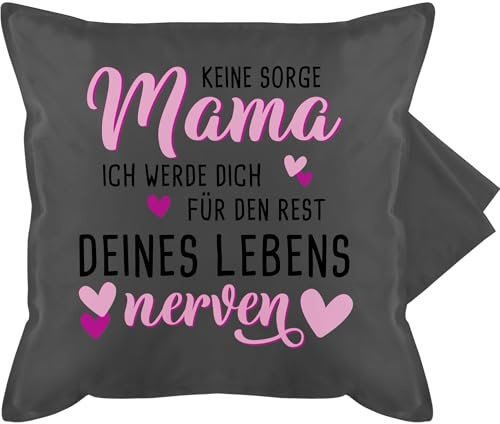 Kissenbezug - Keine Sorge Mama schwarz rosa - 50 x 50 cm - Grau - muttertagsgeschenke geschenk mutter mom nerven baumwollkissen kissen geschenke für mamas mutti wir werden kissenhülle von kind an