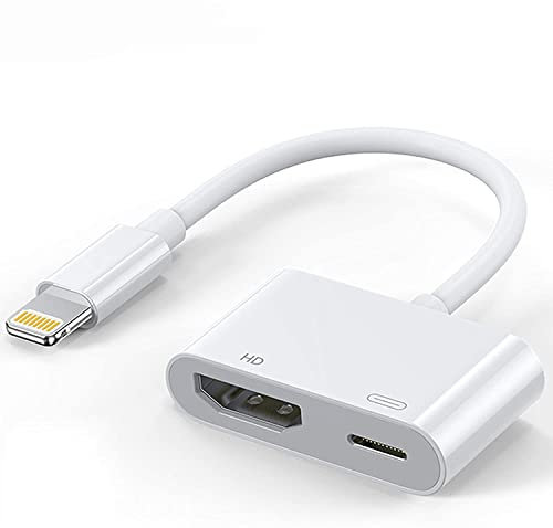 Wahbite HDMI Adapter with Lightning Charging Port for iPhone 14/13/SE/12/11/XR/X/8/7 Sync Screen to TV/Projector/Monitor
