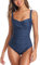 Joweechy Womens One Piece Swimsuit Tummy Control Swimming Costume Vintage Twist Ruched Swimwear Bathing Suit Navy,M