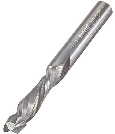 Trend CNC Spiral Down-Cut Router Cutter, 8mm Shank, 8mm Cut Diameter & 32mm Cut Length, Two Flute, Solid Tungsten Carbide, CNC/104X8STC