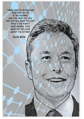 Elon Musk Celebrity Zitate Retro Dekoration 4 Leinwand Poster Schlafzimmer Dekor Sport Landschaft Büro Raum Dekor Geschenk Unframe:30 x 45 cm