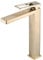 SHUNLI Gold Bathroom Sink Mixer Tap, Modern Design Large Single Hole Basin Tap, Pure Brass, Brushed Gold