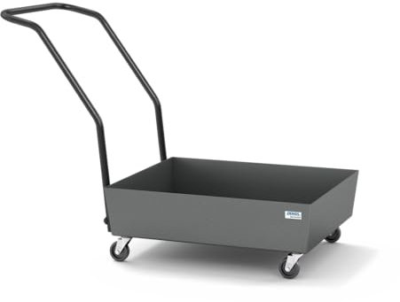 Fahrbare Auffangwanne pro-line aus Stahl für 1 Fass à 60 l, lackiert, o. Gitterrost, elektr. leitf.