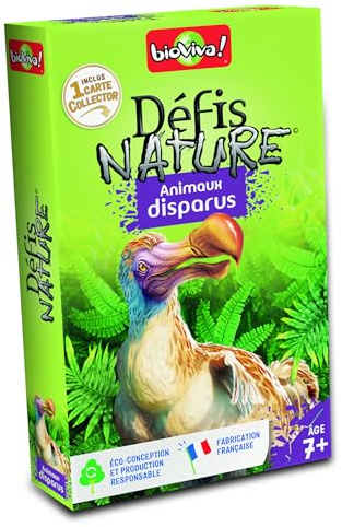 Bioviva - Défis Nature - Animaux Disparus - Jeu de Cartes Enfants 7+ | Bataille Thème Animaux - Dès 7 ans - 2 à 6 joueurs - Fabriqué en France