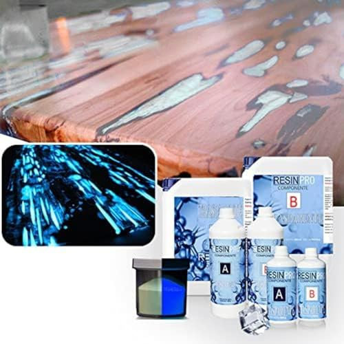 Resin Pro 3.2 Kg Epoxidharz und Pigment Fluoreszierende Blaue Farbe für Holz, River Table, DIY, künstlerische Kreationen (3.2Kg)