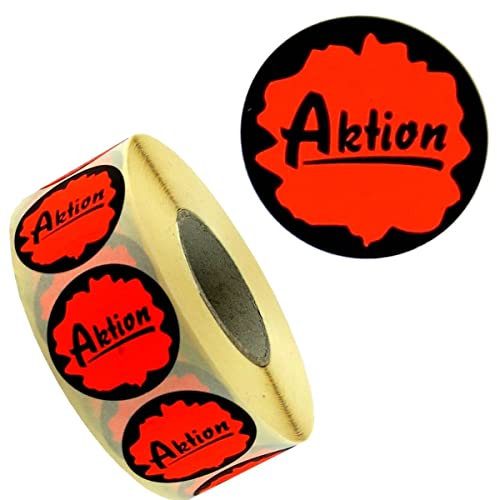 Aktionsetiketten Aktion, selbstklebend permanent (fest klebend), 32mm rund, beschreibbar, Rolle = 1.000 Etiketten, leuchtrot