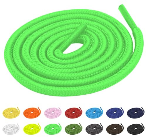 TBOC Cordones Redondos [Verde Flúor] [140 cm] para Calzado Zapatos Deportivas Zapatillas Botas | Cordón Patines Fútbol Deporte | Compatibles con Converse Nike Adidas Panama Jack Asics Vans