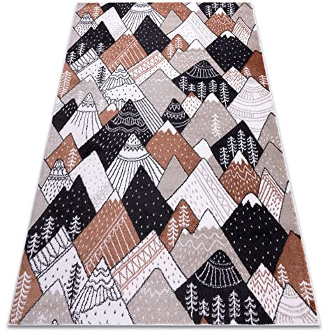 rugsx Teppich Fun Tops Kinderteppich für Babyzimmer, Spielteppiche, Kinderzimmer, Moderne, Berge, Gipfel Creme 120x170 cm