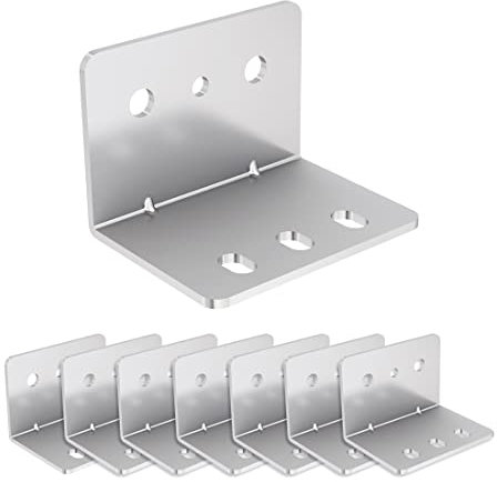 VADANIA 8Pcs Heavy Duty L Bracket Corner Brace, 2mm Thickness Steel 90 Degree Right Angle Bracket, Strong Bracket for Heavy Duty Drawer Slides, Shelf Brackets (60x42x40mm)