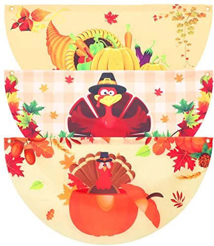 Amosfun 3stücke Fächerfahne Aus Polyestergewebe Mit Cartoon-motiven Thanksgiving-gartenfahne Für Garten Veranda Und Terrasse Hochwertige Qualität Langlebig Und Wetterfest Dekoration Für Er