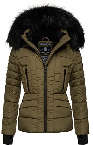 Navahoo Damen Winterjacke Steppjacke mit Kapuze Adele Millitary Green Gr. XL