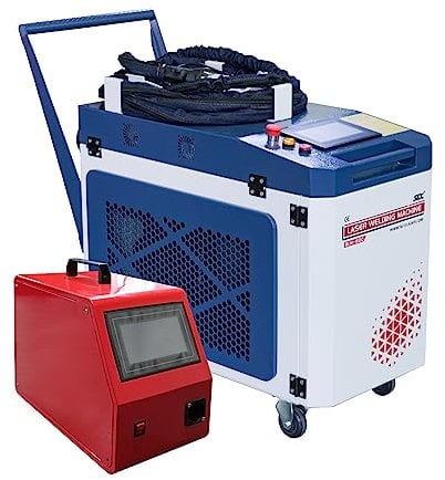 US Stock ZAC - Saldatrice laser a fibra 2 in 1, 2000 Watt, portatile, 220 V, monofase, con alimentatore automatico per saldature al carbonio, acciaio inossidabile, alluminio, titanio