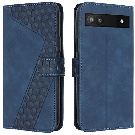 OKZone Coque pour Google Pixel 6A, Etui Protection Housse Premium en Cuir PU Portefeuille Étui Téléphone [Fermoir Magnétique] [Fentes pour Cartes] Flip Case pour Google Pixel 6A（Bleu