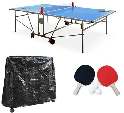 Alice's Garden - Table de ping Pong Outdoor. avec 2 Raquettes et 3 balles. pour Utilisation extérieure + Housse en PVC
