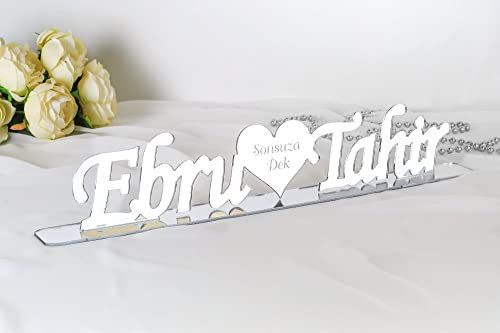 Verlobung Namensstand Acryl Düz 40 CM | Personalisierte Namensschilder Für Verlobung, Nişanlılık, Nişan merasimi, Engagement, Nişan töreni | Namensständer Gold/Silber | Namensständer Acrylglas