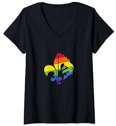 Damen Pfadfinder LGBT Wolf Lilie für Gay Scout T-Shirt mit V-Ausschnitt