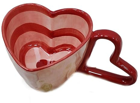 SALFEE 300ml Kaffeetasse Herz Becher Kreative Herz Tasse Keramik Milch Tasse Porzellan Kaffeebecher Trinkbecher