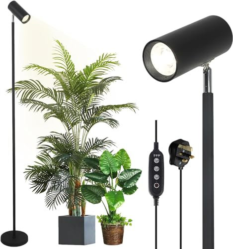 Rayofly Pflanzenlampe LED Vollspektrum, 20W Pflanzenlicht für Zimmerpflanzen, Höhenverstellbare Wachstumslampe mit Zeitschaltuhr 4/8/12H und COB Pflanzen-Glühbirne, Stand Grow Light für Große Pflanze
