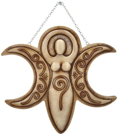 Pacific Giftware Mystisches Wandrelief Dreifache Mondgöttin – Handbemalte Wicca Dekoration, 23x22cm, Kunststein, Hekate, Wand-Figur