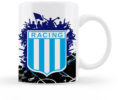 Taza personalizada Racing club con equipo y nombre favoritos, taza de cerámica personalizada estampado futbol, regalo original para hombre fanático del futbol (Racing)
