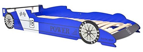 Gecheer Kinderbett Autobett mit LED im Rennwagen-Design Spielbett Kinderbett Bett für Matratzen bis 90 x 200 cm (Ohne Matratze) 7,2 W mit Fernbedienung